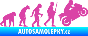Samolepka Evoluce 004 pravá motorkář růžová