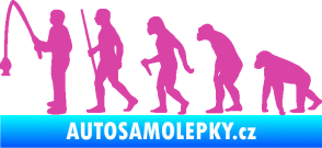 Samolepka Evoluce 005 rybář levá růžová