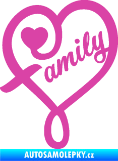 Samolepka Family 001 nápis se srdíčkem růžová