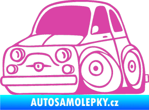 Samolepka Fiat 500 karikatura levá růžová