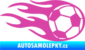 Samolepka Fotbalový míč 004 pravá v plamenech růžová