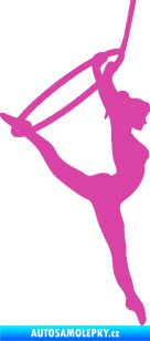 Samolepka Gymnastka 004 pravá cvičení s kruhem růžová