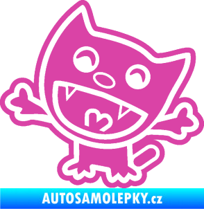 Samolepka Happy cat 002 levá šťastná kočka růžová