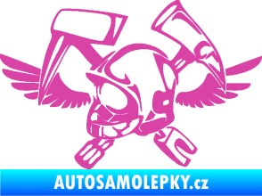 Samolepka Hasič 011 levá helma růžová