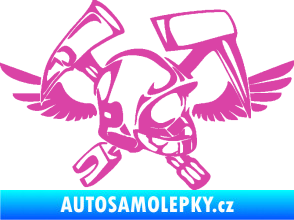 Samolepka Hasič 011 pravá helma růžová