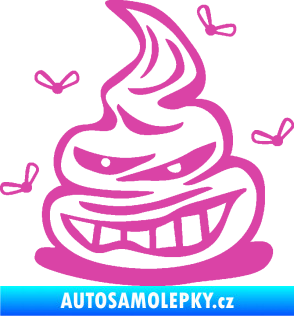 Samolepka Hovínko s mouchami levá růžová