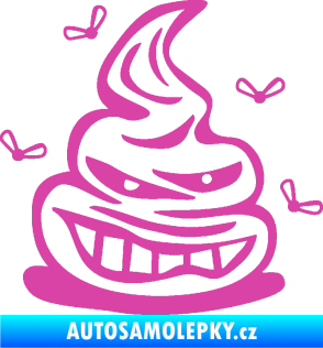 Samolepka Hovínko s mouchami pravá růžová