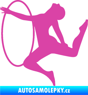 Samolepka Hula Hop 002 levá gymnastka s obručí růžová