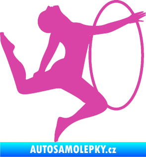 Samolepka Hula Hop 002 pravá gymnastka s obručí růžová