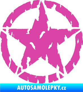 Samolepka Hvězda Army 010 potrhaná růžová