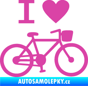 Samolepka I love cycling pravá růžová