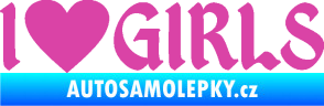 Samolepka I love girls nápis se srdcem růžová