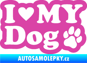 Samolepka I love my dog 002 růžová