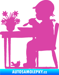 Samolepka Interiér 001 pravá dítě u stolečku růžová