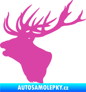 Samolepka Jelen 001 levá silueta hlavy růžová