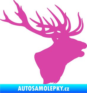 Samolepka Jelen 001 pravá silueta hlavy růžová