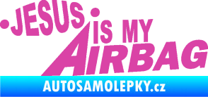 Samolepka Jesus is my airbag nápis růžová