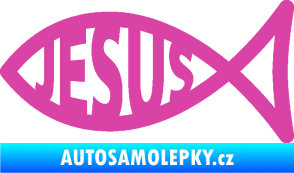 Samolepka Jesus rybička 003 křesťanský symbol růžová