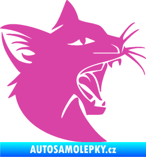 Samolepka Kočka 029  pravá rozzuřená růžová