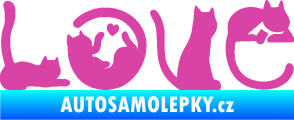 Samolepka Kočky love růžová