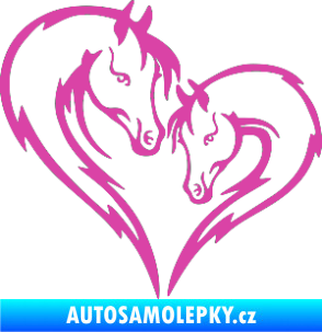 Samolepka Koníci 002 - levá srdíčko kůň s hříbátkem růžová