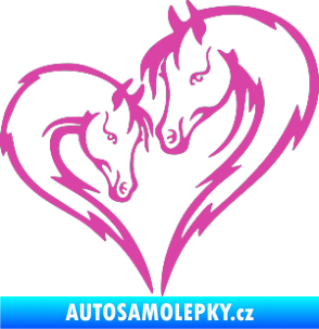Samolepka Koníci 002 - pravá srdíčko kůň s hříbátkem růžová