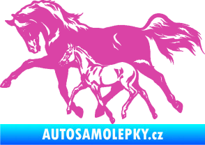 Samolepka Koníci 003 levá kobylka s hříbětem růžová