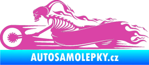 Samolepka Kostra na motorce s plameny levá růžová