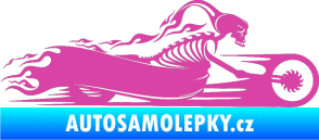 Samolepka Kostra na motorce s plameny pravá růžová