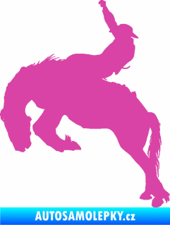 Samolepka Kovboj 001 levá rodeo na koni růžová