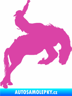 Samolepka Kovboj 001 pravá rodeo na koni růžová
