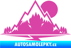 Samolepka Krajina hory 001 pravá růžová