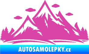 Samolepka Krajina hory 002 pravá růžová