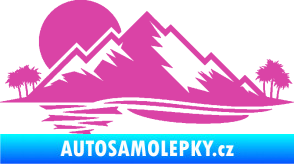 Samolepka Krajina hory 004 levá růžová