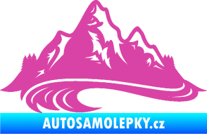 Samolepka Krajina hory 008 levá růžová