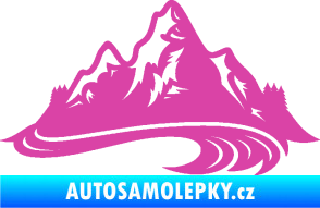 Samolepka Krajina hory 008 pravá růžová