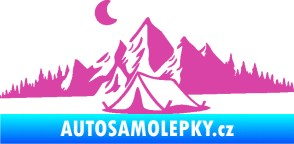 Samolepka Krajina hory 023 levá kempování růžová