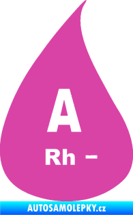 Samolepka Krevní skupina A Rh- kapka růžová
