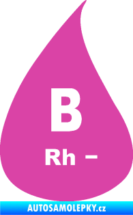 Samolepka Krevní skupina B Rh- kapka růžová