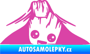 Samolepka Kuk 007 pravá Groot vykukuje růžová