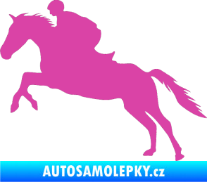 Samolepka Kůň 019 levá jezdec v sedle růžová