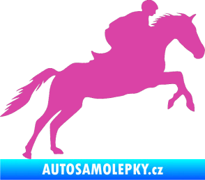 Samolepka Kůň 019 pravá jezdec v sedle růžová