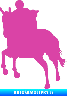 Samolepka Kůň 021 levá s jezdcem růžová
