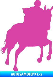 Samolepka Kůň 021 pravá s jezdcem růžová