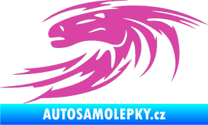 Samolepka Kůň 023 levá hlava s vlající hřívou růžová