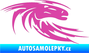 Samolepka Kůň 023 pravá hlava s vlající hřívou růžová
