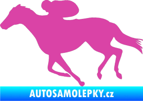 Samolepka Kůň 027 levá závodí s jezdcem růžová