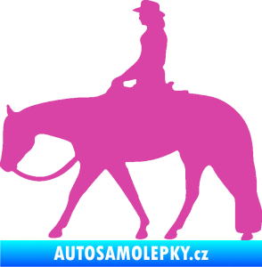 Samolepka Kůň 082 levá kovbojka na koni růžová