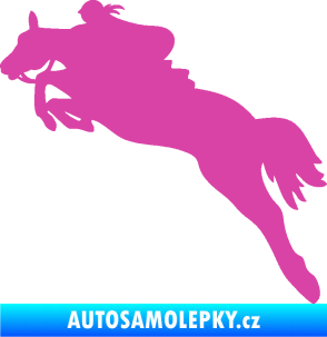 Samolepka Kůň 084 levá s jezdkyní růžová