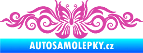 Samolepka Květina dekor 017 motýl růžová